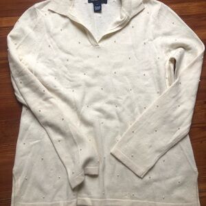 Jones Rabbit hair and Wool blend Cream collar Neck Sweater